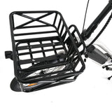 Eunorau front basket, overhead shot of it fitted onto the Eunorau Max Cargo Electric bike. The background is white.