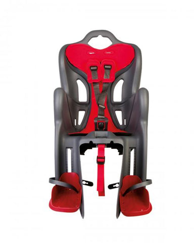 Bellelli B One Clamp rear child seat in grey and red against a white background.